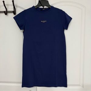 SOLD Brand New Balmain Dress T-shirt XS 16A Embroidered Balmain logo